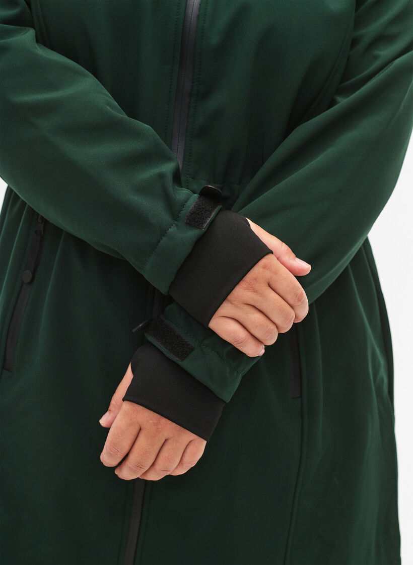 Softshell jacket with detachable hood, Green, Model image number 3