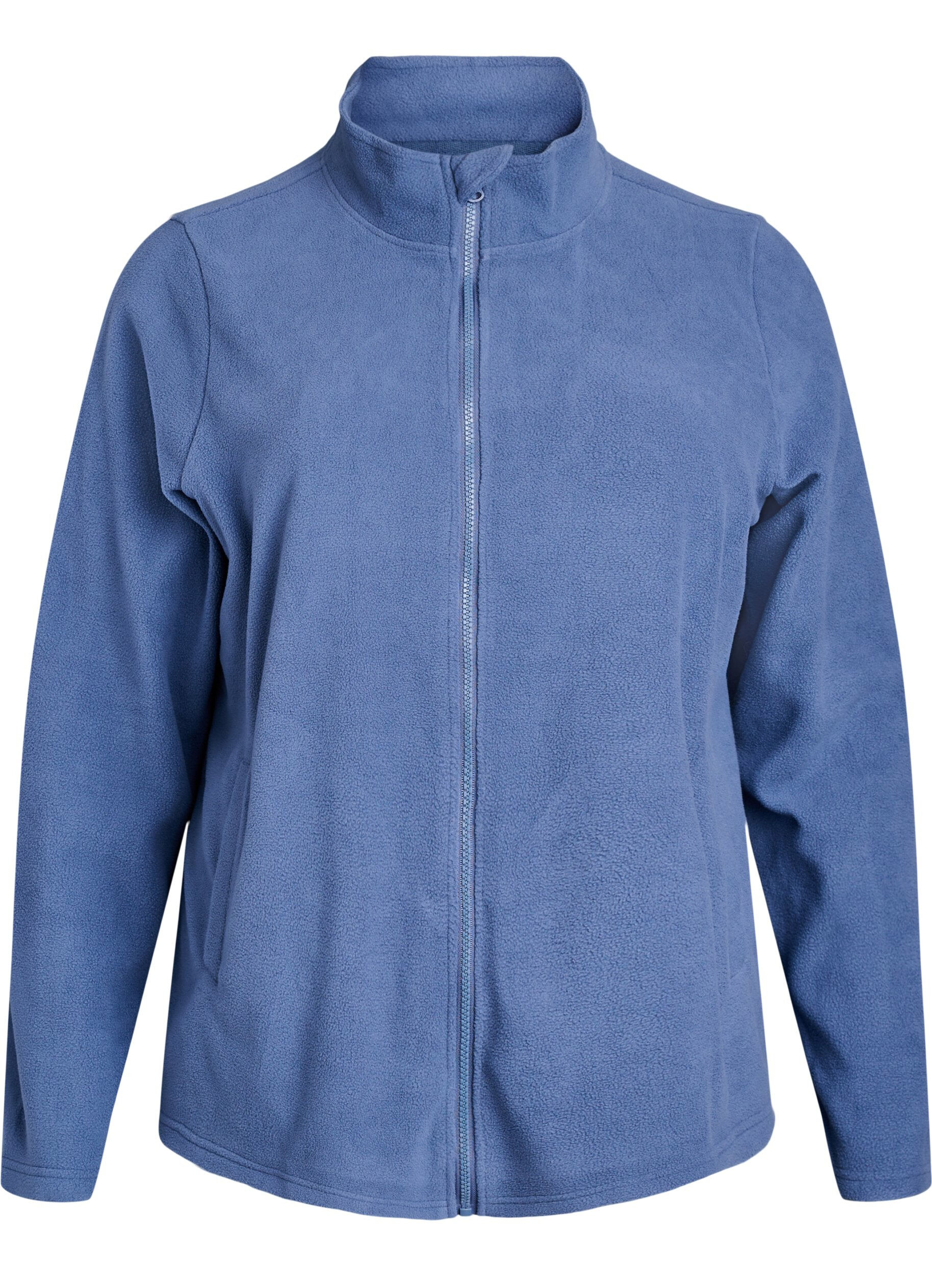 ZizzifashionFleece top with zipper and high collar, Blue, Packshot image number 0