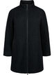 Melange bouclé coat with zipper, Black Mel., Packshot image number 0