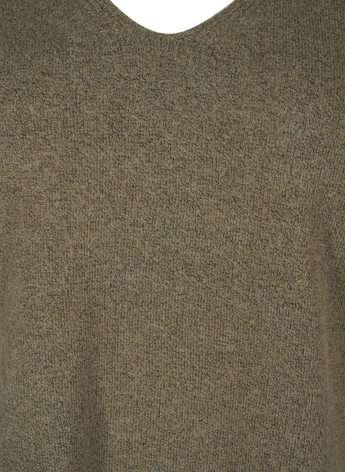 Knitted blouse with V-neck, Dusky G. Black Mel., Packshot image number 2