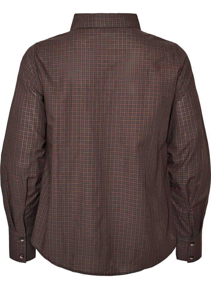 Cotton shirt with checked pattern, Brown, Packshot image number 1