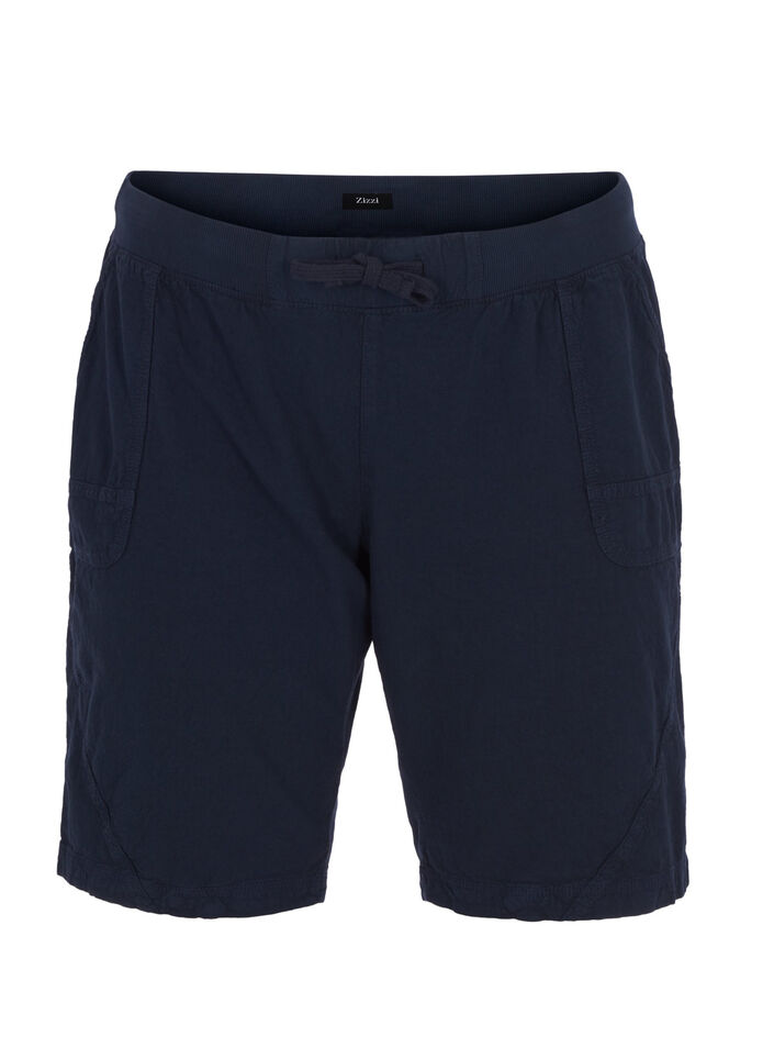 Loose cotton shorts with pockets, Blue, Packshot image number 0