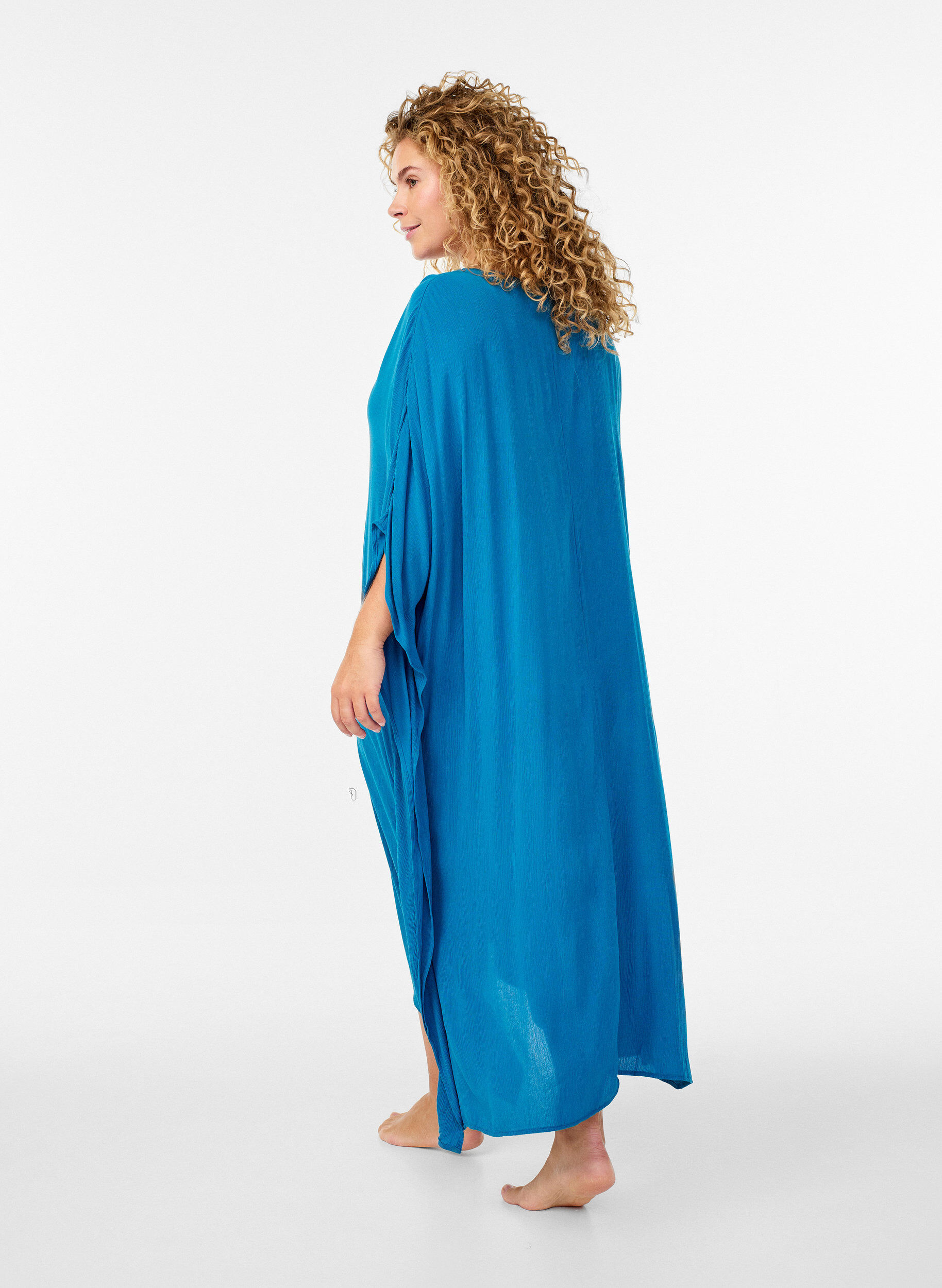 Zizzifashion Kaftan beach dress with buttons, Blue, Model image number 1