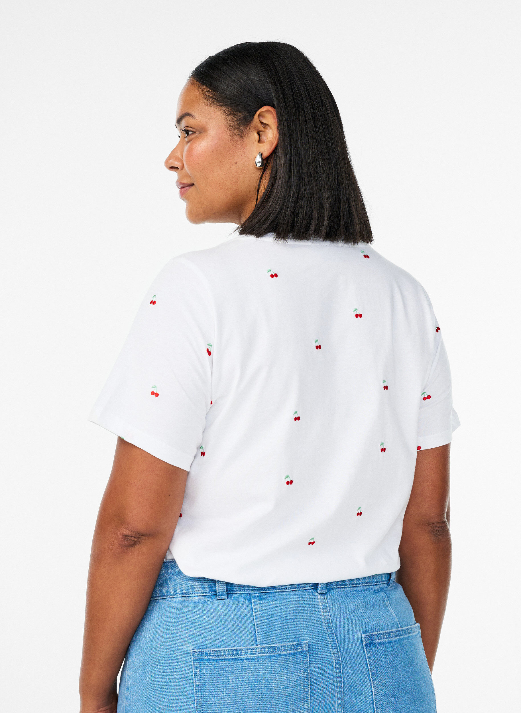 Zizzifashion T-shirt in organic cotton with embroidered motifs, White, Model image number 2