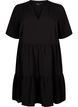 Short sleeve dress with a-line and cutlines, Black, Packshot image number 0
