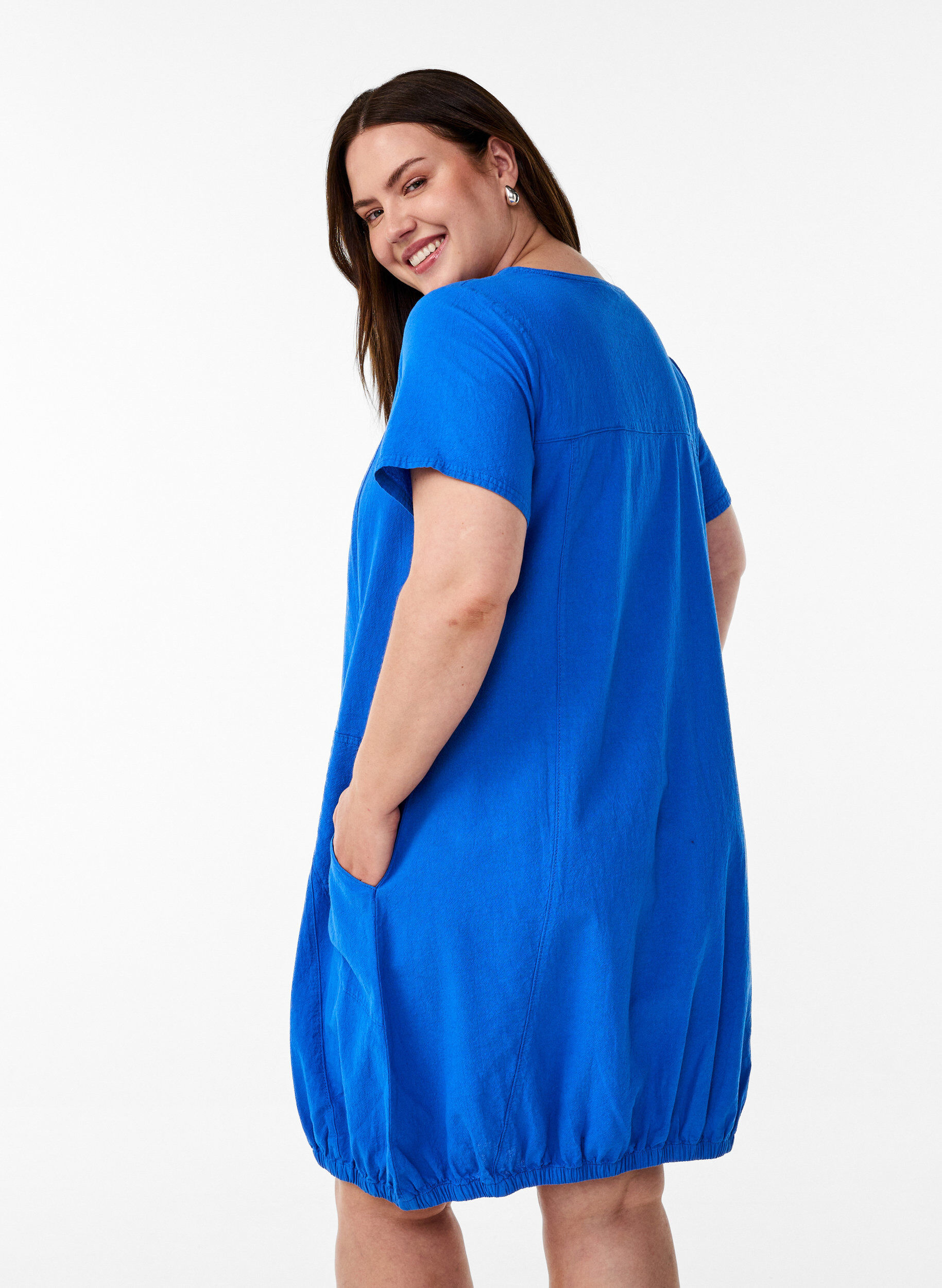 Zizzifashion Short sleeve cotton dress, Blue, Model image number 2