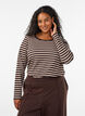 Striped blouse with long sleeves, Brown, Model image number 0