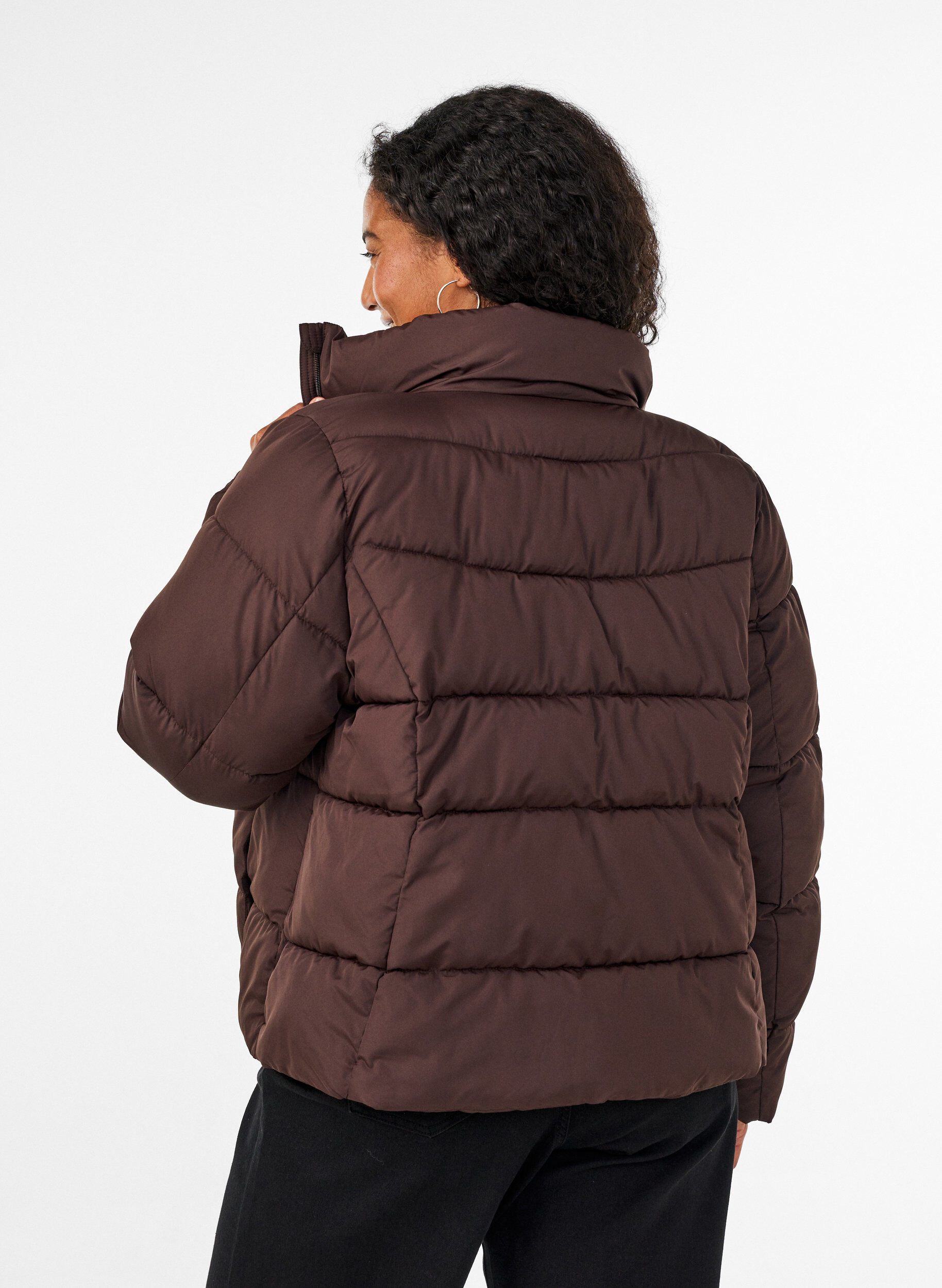 ZizzifashionShort puffer jacket with a high collar, Brown, Model image number 2