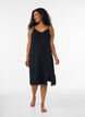 Viscose nightgown with lace and slits, Black, Model image number 0
