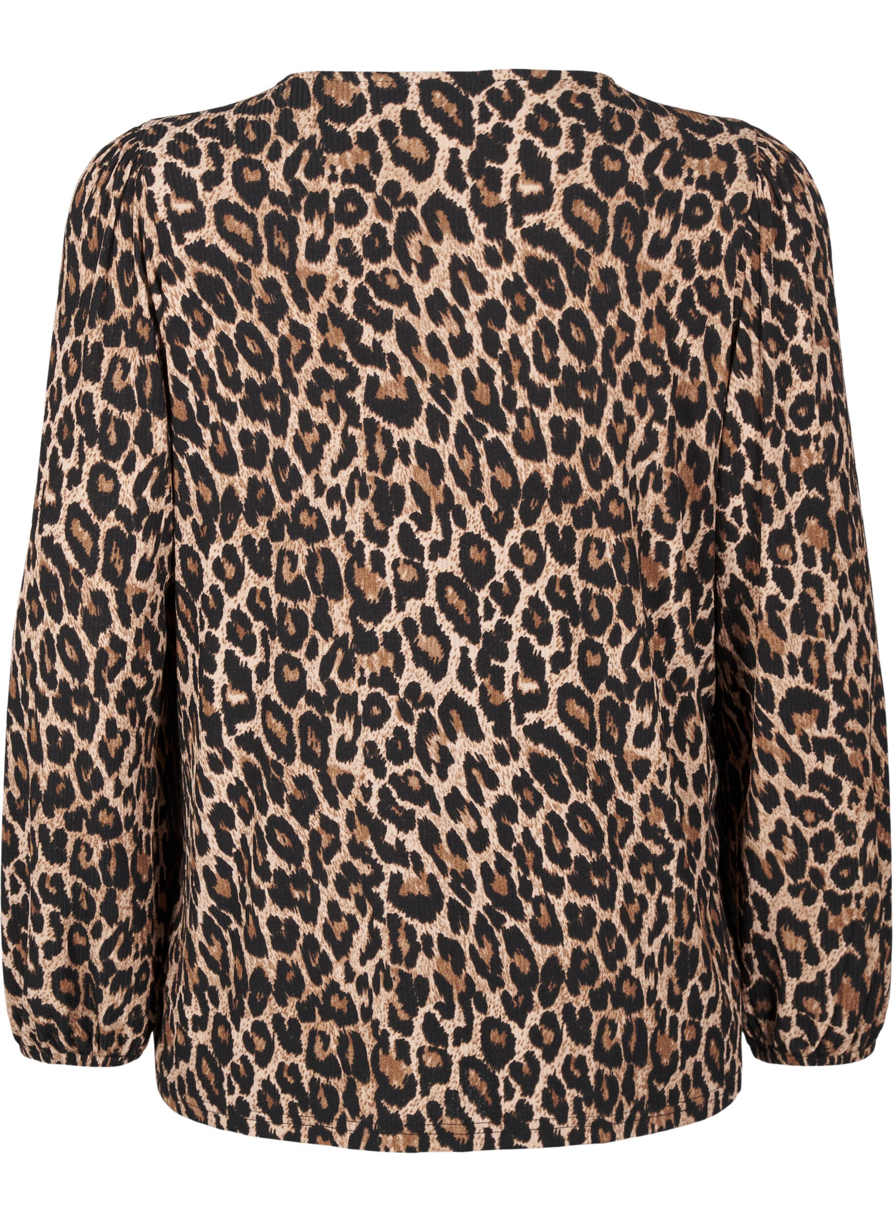 ZizzifashionBlouse with long sleeves and leopard print, Brown, Packshot image number 1