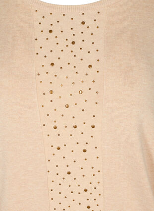 Oversize knitted blouse with studs and ribbed edges, Nomad Mel. w studs, Packshot image number 2