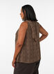High-neck sleeveless blouse with a bow, Brown, Model image number 2