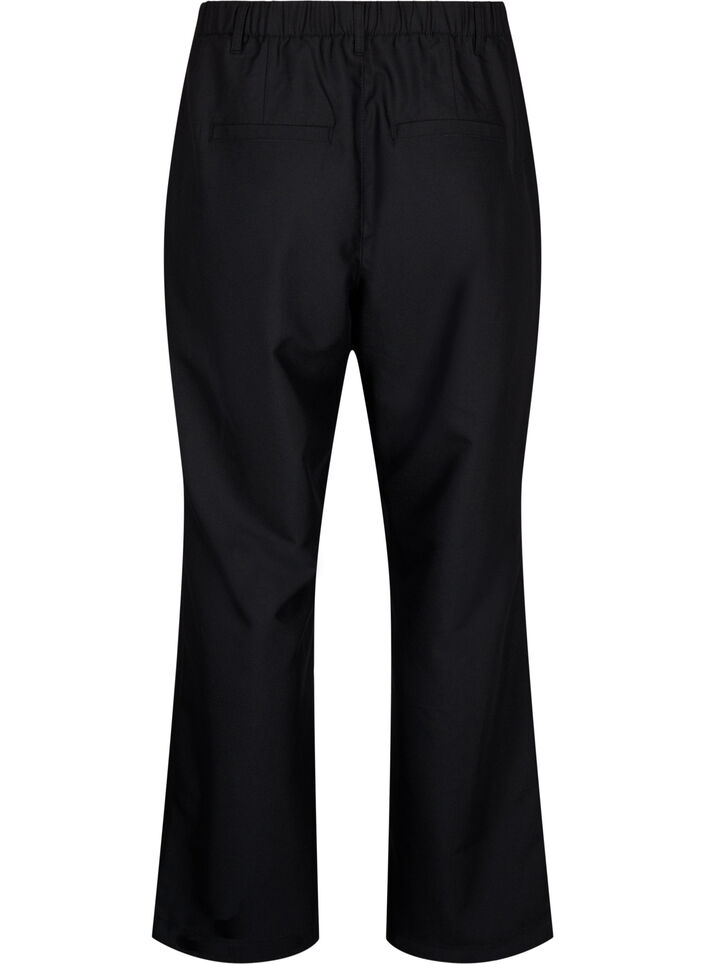 Straight fit trousers with high waist, Black, Packshot image number 1