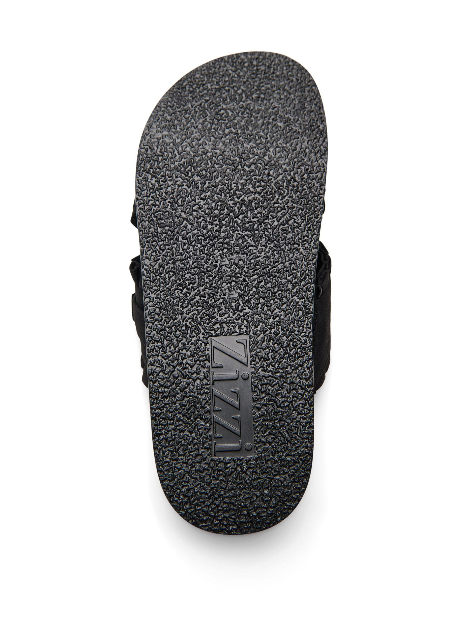 Zizzifashion Sandals with crossed straps and ruffle edges, Black, Packshot image number 4