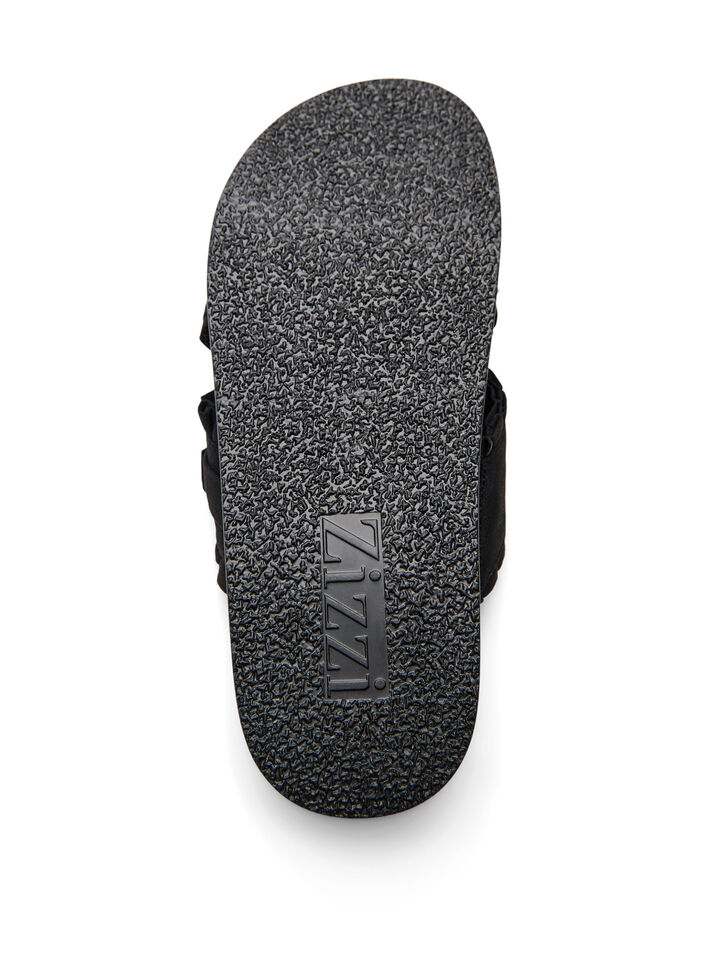 Sandals with crossed straps and ruffle edges, Black, Packshot image number 4