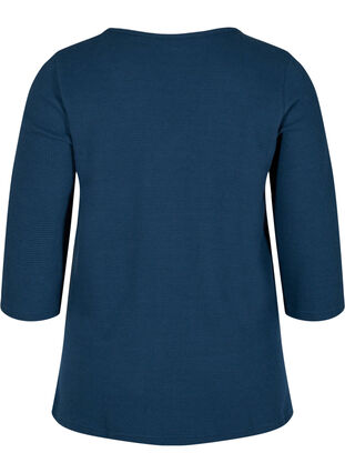 Cotton blouse with V-neck and 3/4 sleeves, Navy Blazer, Packshot image number 1