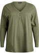 FLASH - Long-sleeved t-shirt with V-neck and buttons, Green, Packshot image number 0