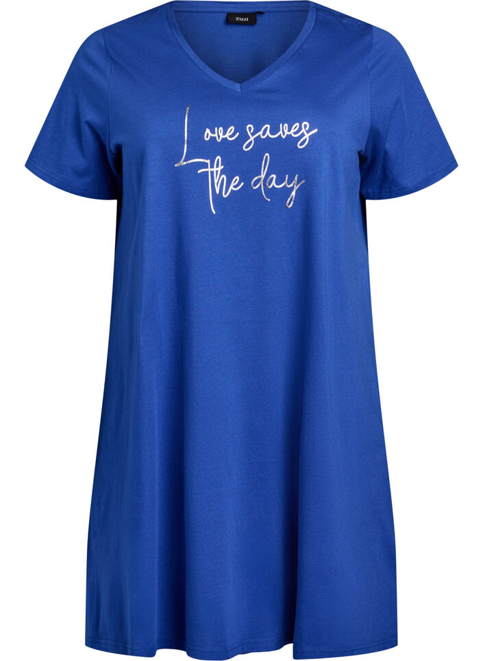 Organic cotton nightgown with v-neck, , Packshot image number 0