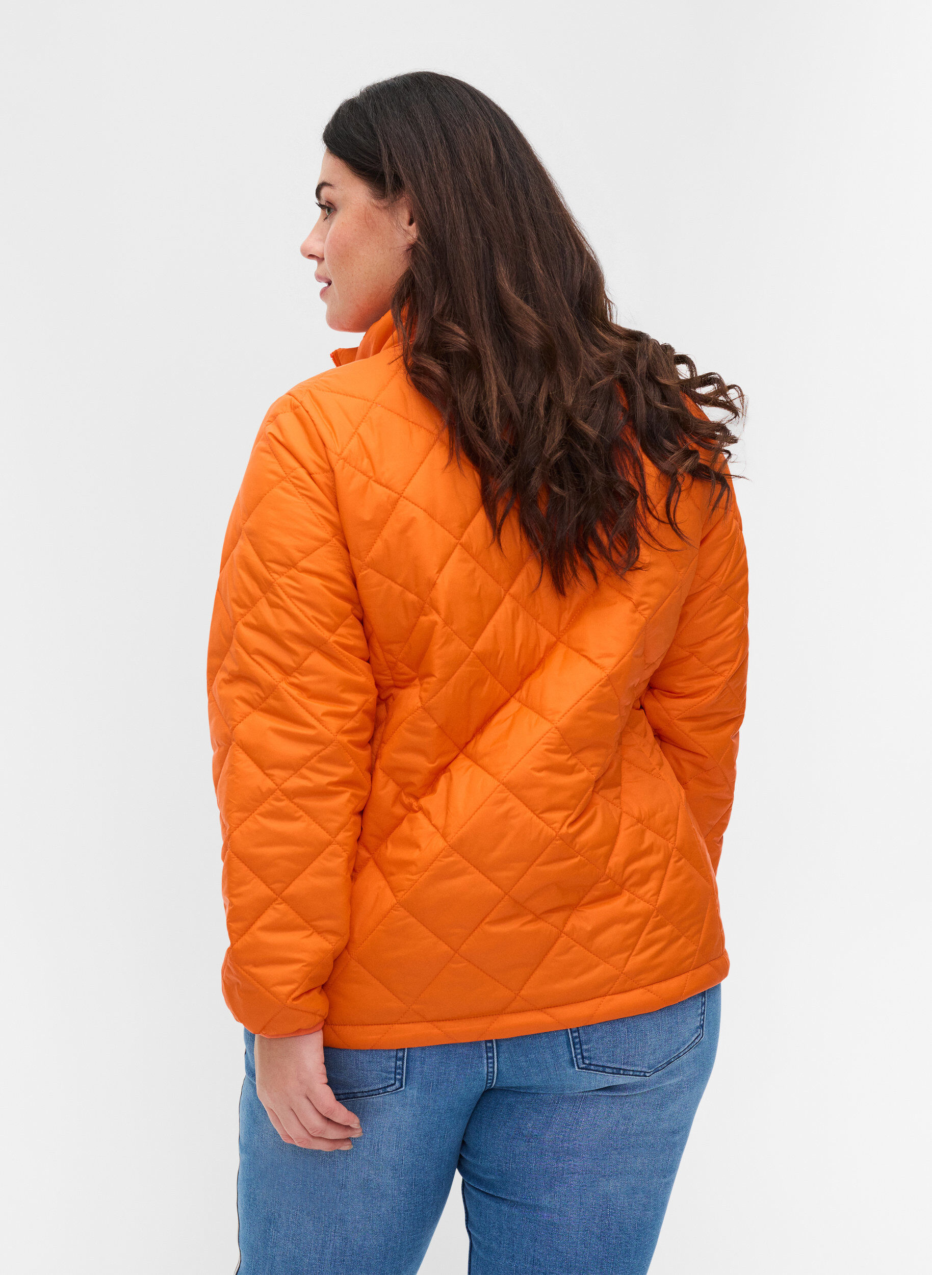 Zizzifashion Lightweight quilted jacket with zip and pockets, Mandarin Orange, Model image number 1