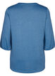Blouse with floral embroidery and 3/4 sleeves, Copen Blue Melange, Packshot image number 1