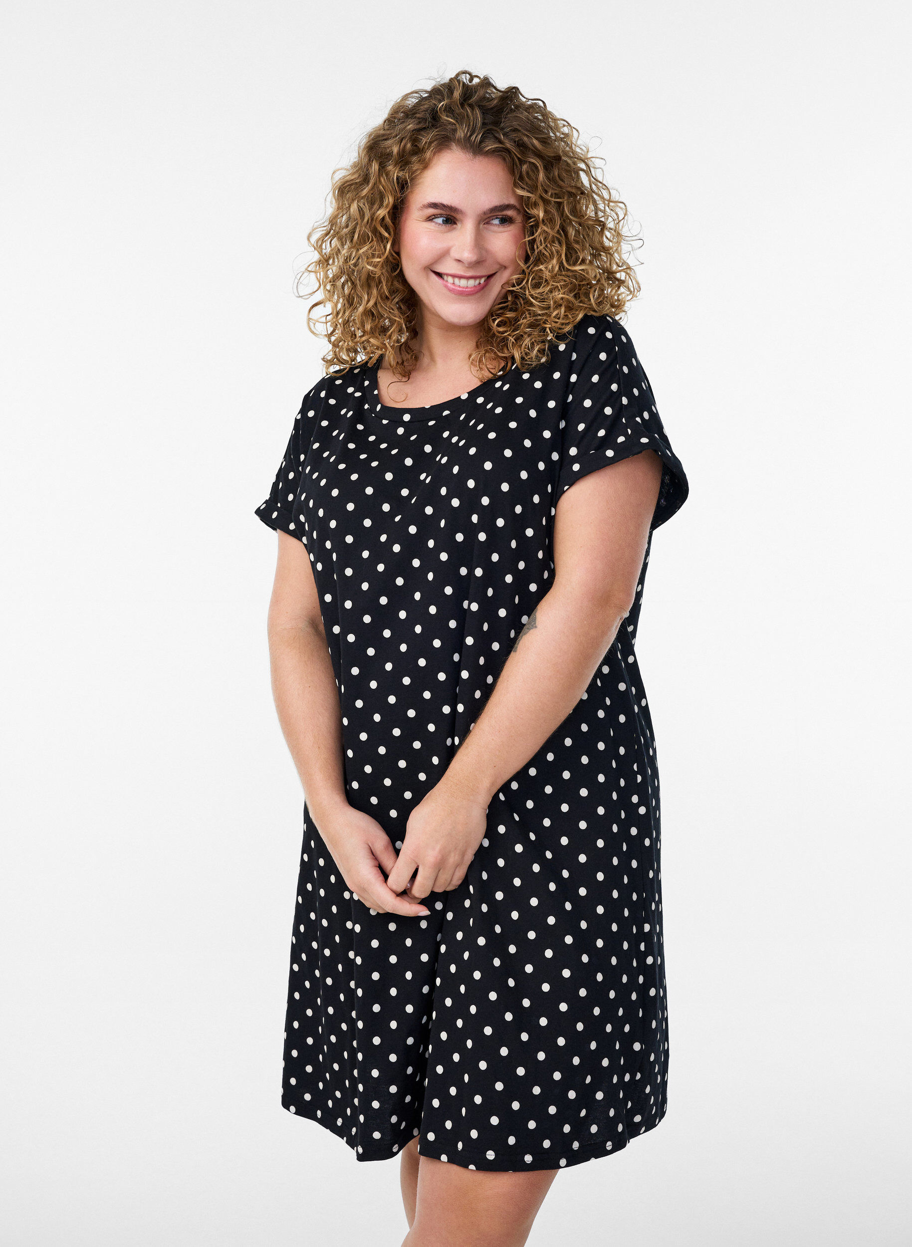 Zizzifashion 2-pack T-shirt dress with short sleeves, Black, Model image number 0