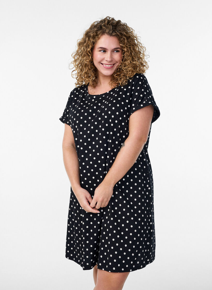 2-pack T-shirt dress with short sleeves, Black, Model image number 0