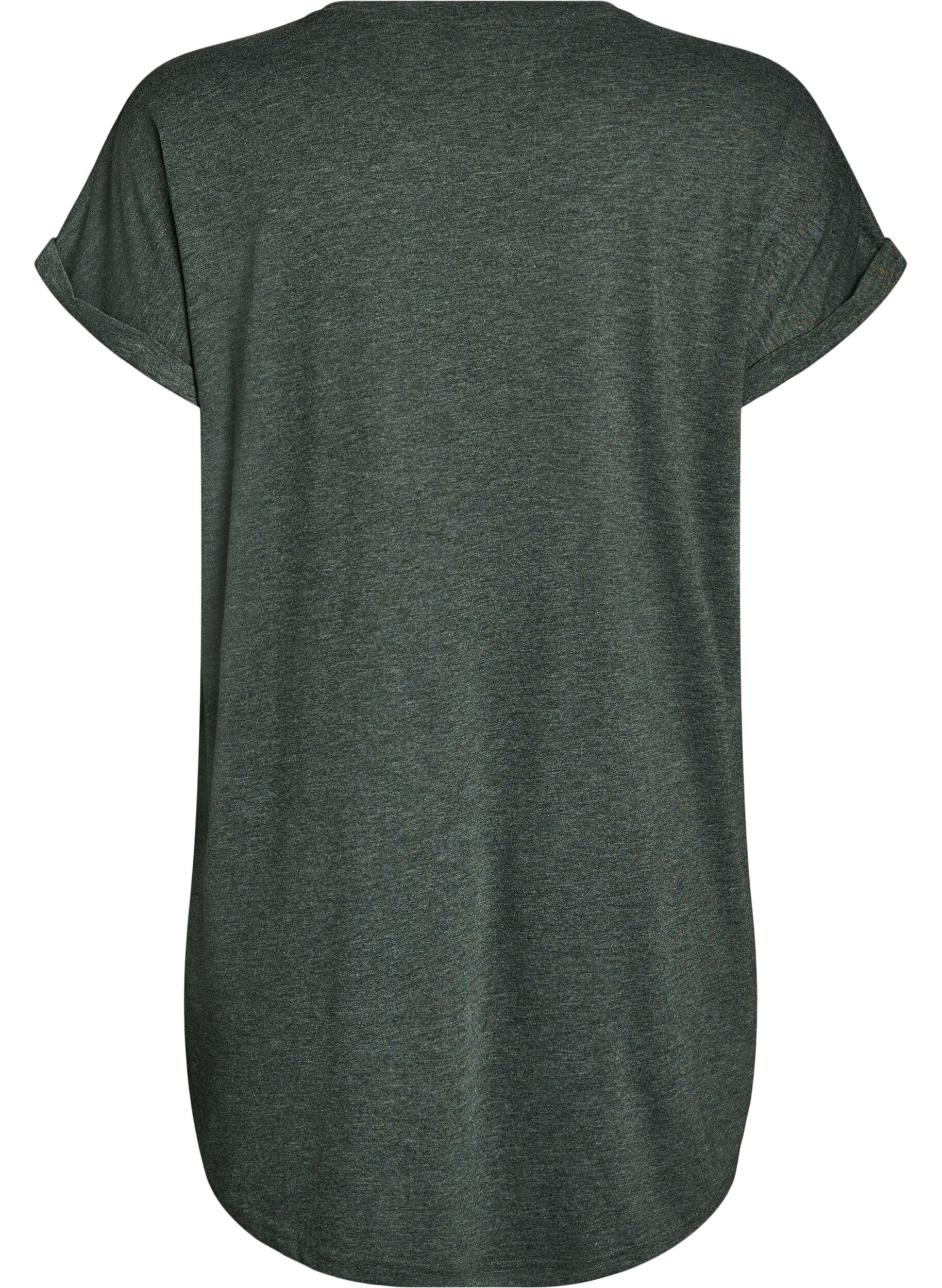 Zizzifashion Short sleeve nightgown with text print, Green, Packshot image number 1