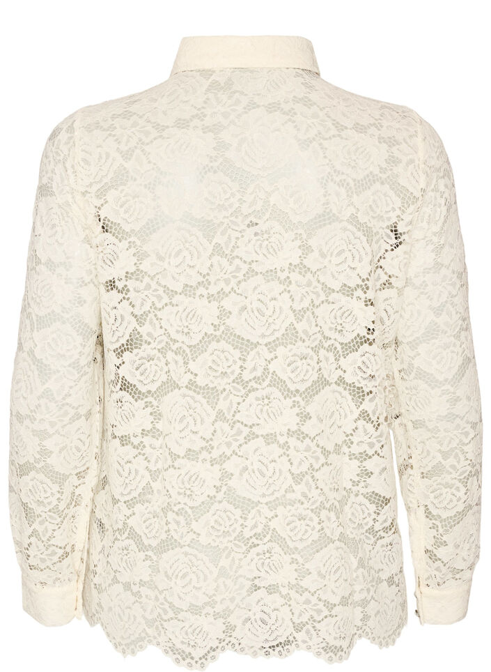 Lace shirt with pearl buttons, Vanilla, Packshot image number 1