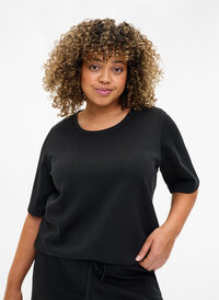T-shirt in modal mix, Black, Model