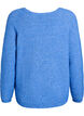 Knitted blouse with V-neck and raglan sleeves, Blue, Packshot image number 1