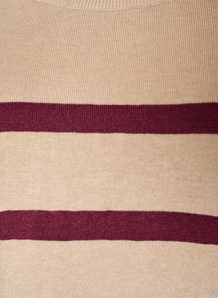 Striped knit top with short sleeves, Beige, Packshot image number 2