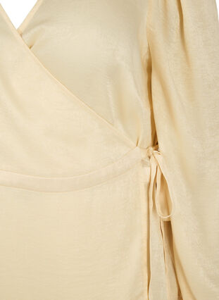 Wrap blouse with puff sleeves, Birch, Packshot image number 2