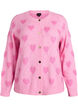 Cardigan with hearts and golden buttons, Pink, Packshot image number 0