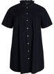 A-shaped tunic with short sleeves and buttons, Black, Packshot image number 0