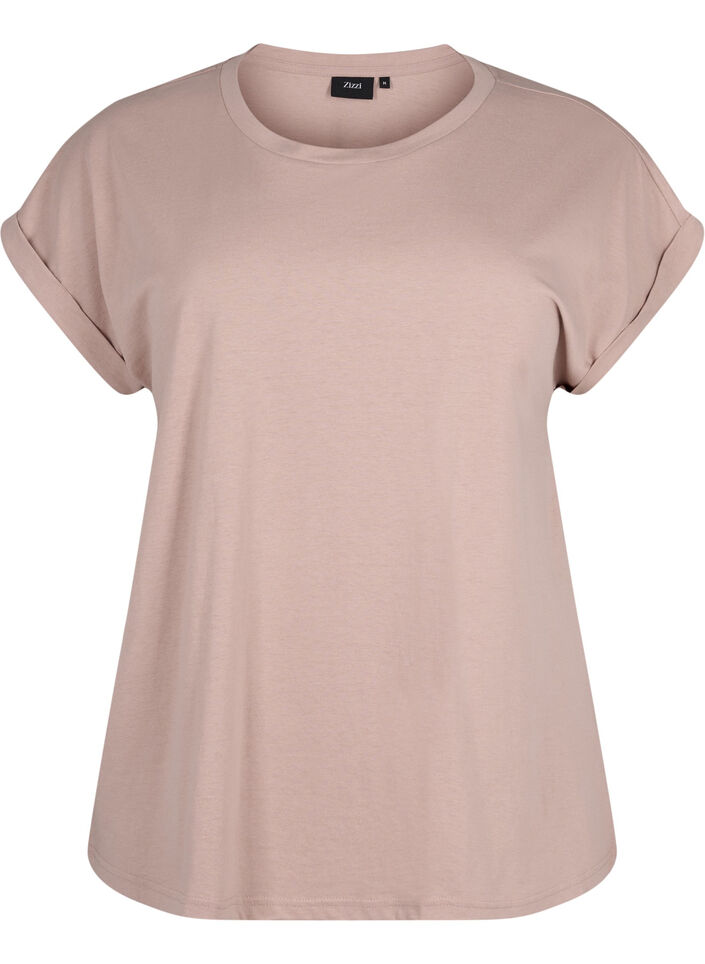 Short-sleeved cotton blend t-shirt, Rose, Packshot image number 0