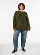Knitted blouse with V-shaped rib pattern and slits, Green, Model image number 1