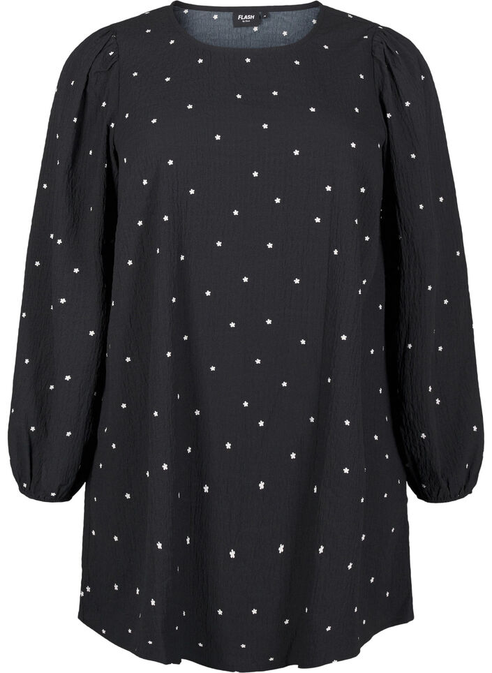 FLASH - Long-sleeved tunic with a round neck, Black, Packshot image number 0