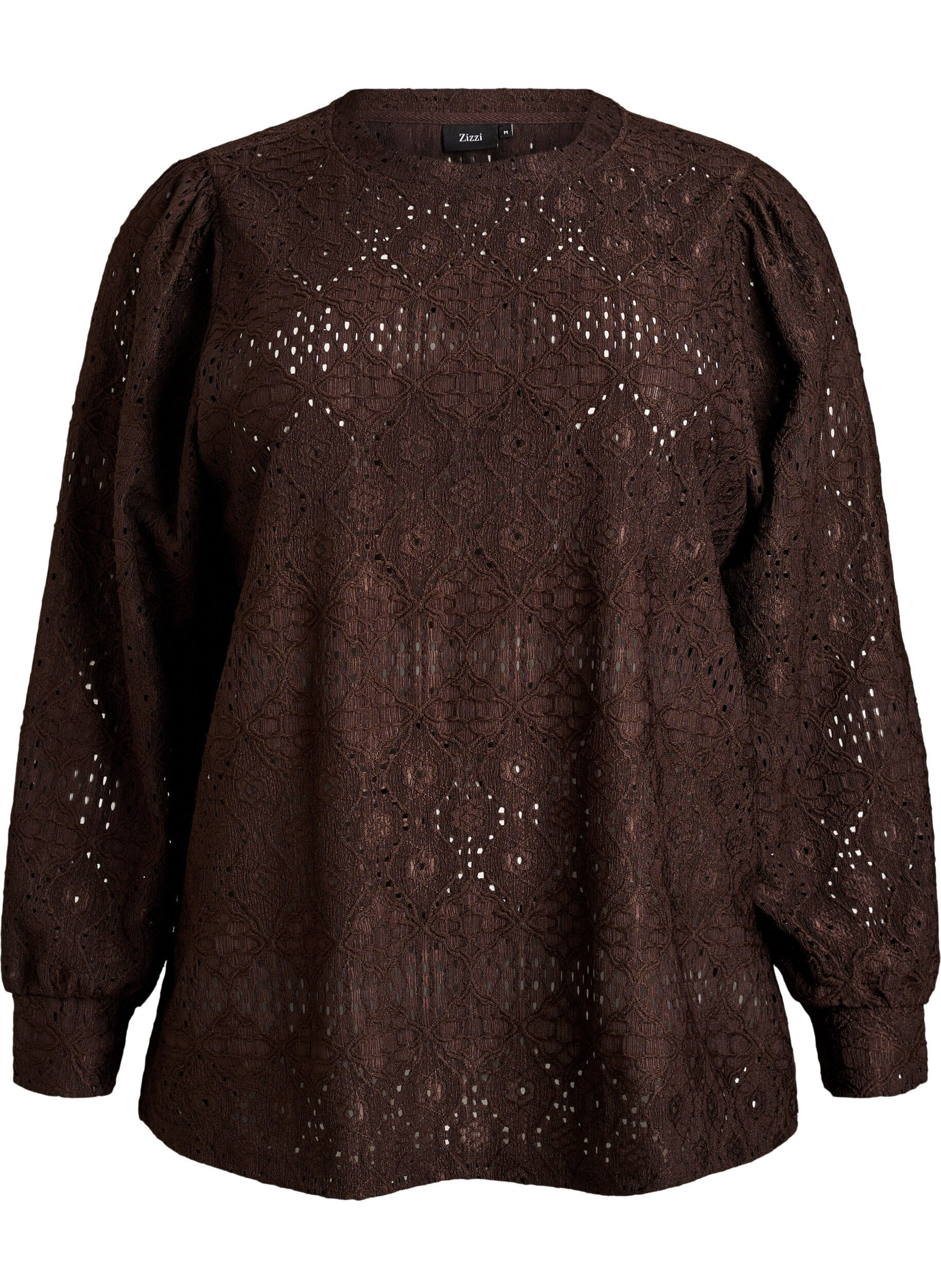 Long-sleeved blouse with eyelet embroidery