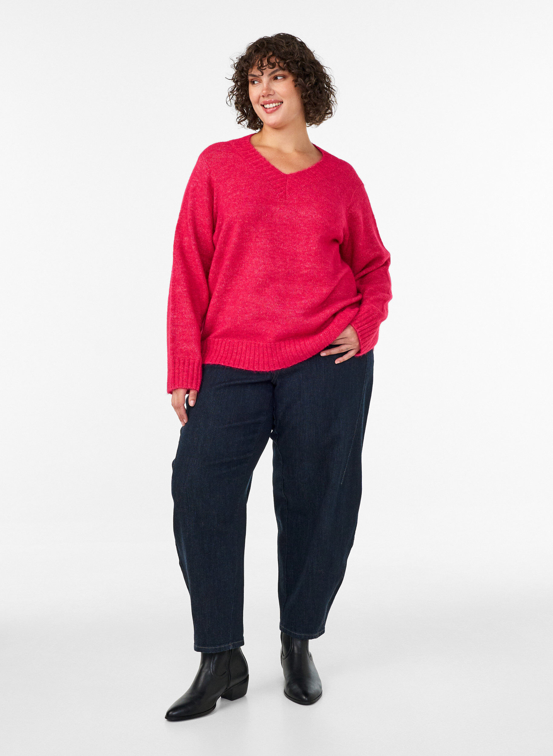 ZizzifashionV-neck jumper, Pink, Model image number 1