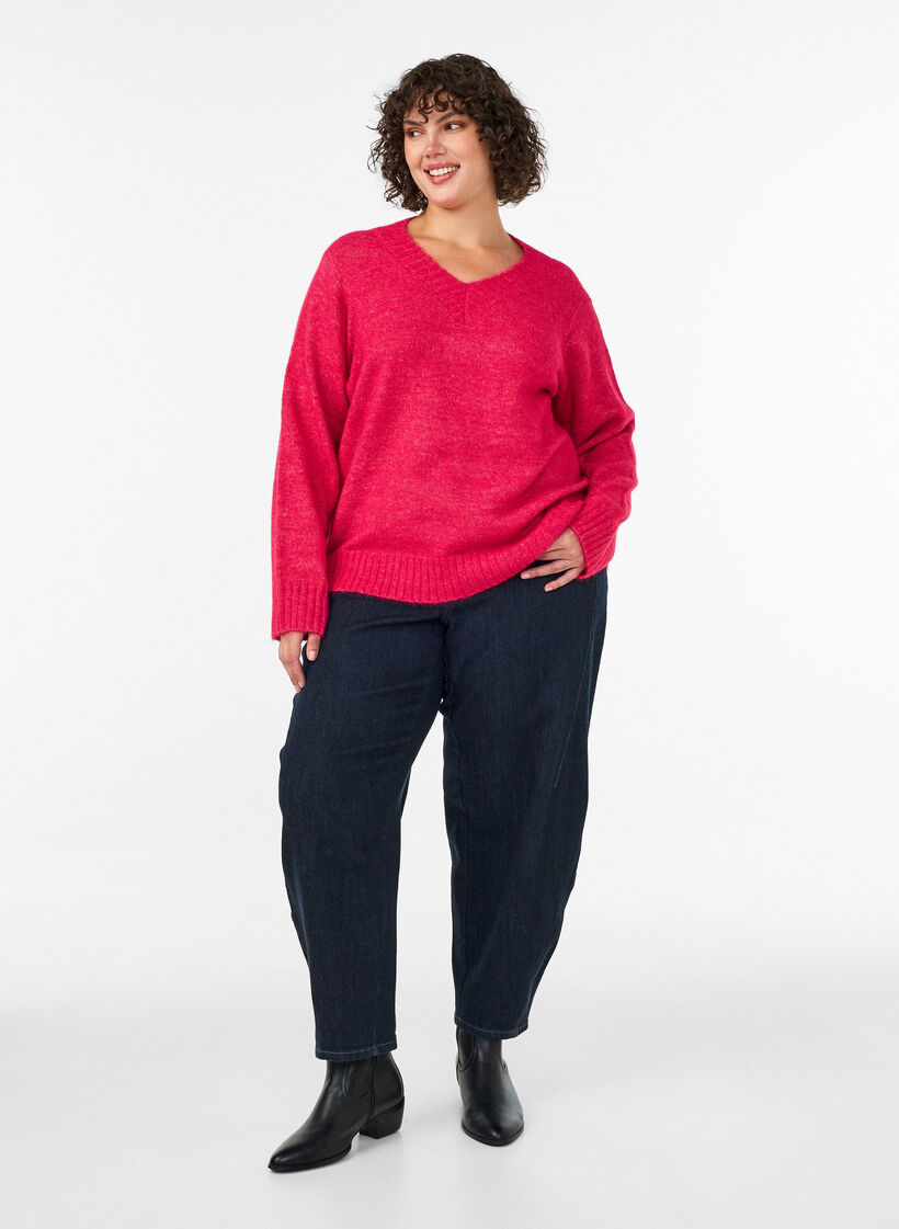V-neck jumper, Pink, Model image number 1