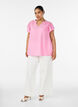Viscose and linen blouse with ruffle sleeves, Pink, Model image number 1