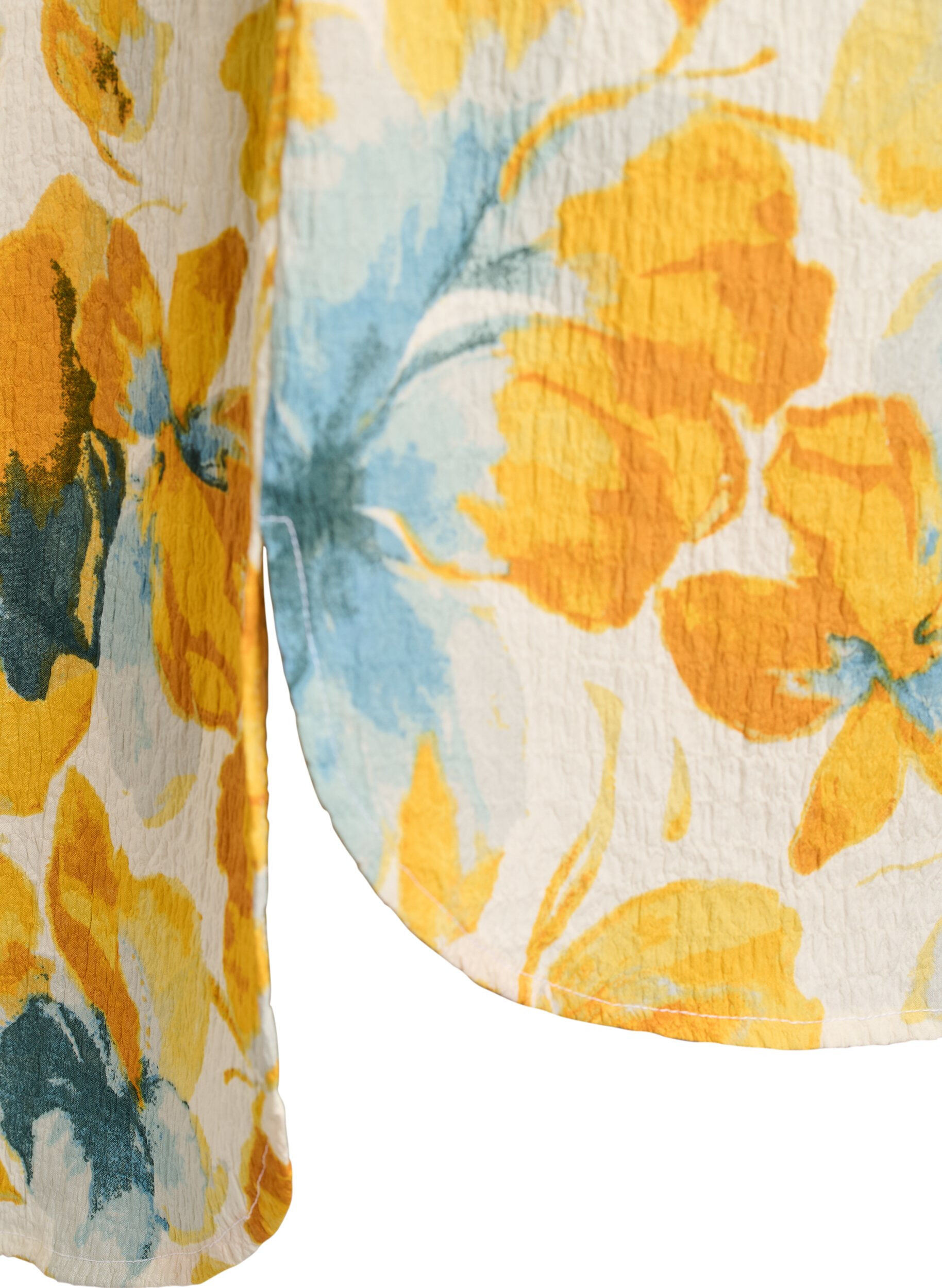 Zizzifashion Short dress with a crinkled texture and short sleeves, Yellow, Packshot image number 3