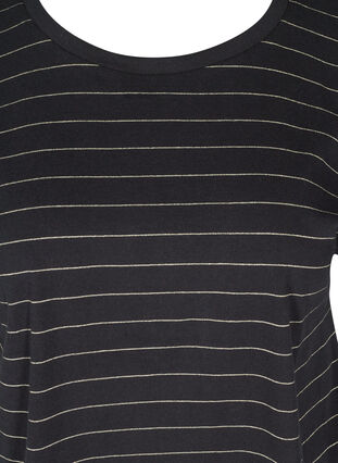 Cotton t-shirt with sparkly stripes, Black w Gold , Packshot image number 2