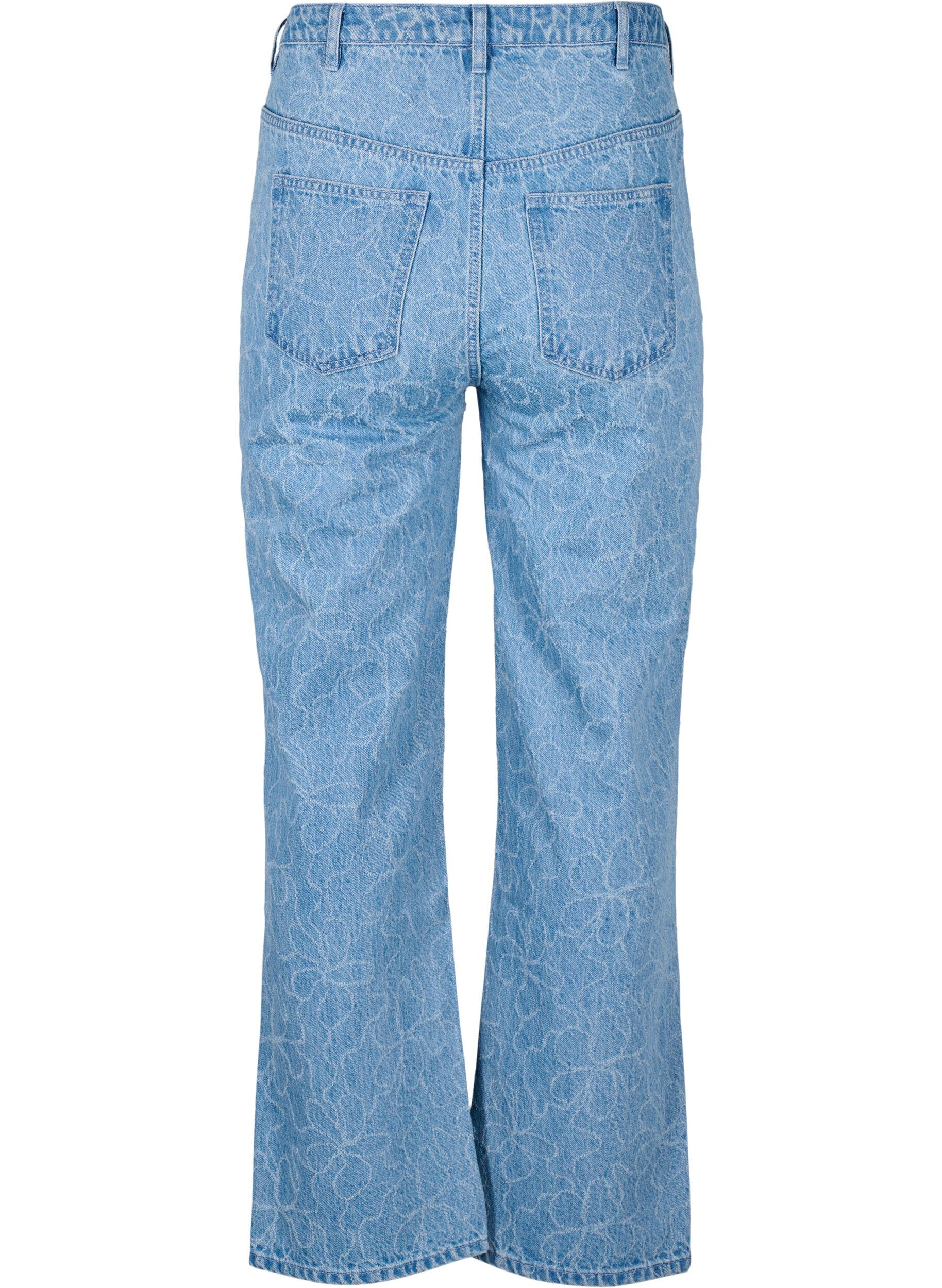 Zizzifashion Gemma jeans with a high waist and floral pattern, Light Blue, Packshot image number 1
