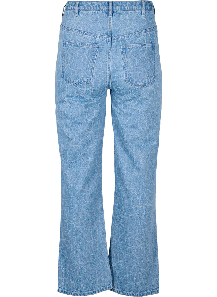 Gemma jeans with a high waist and floral pattern, Light Blue, Packshot image number 1