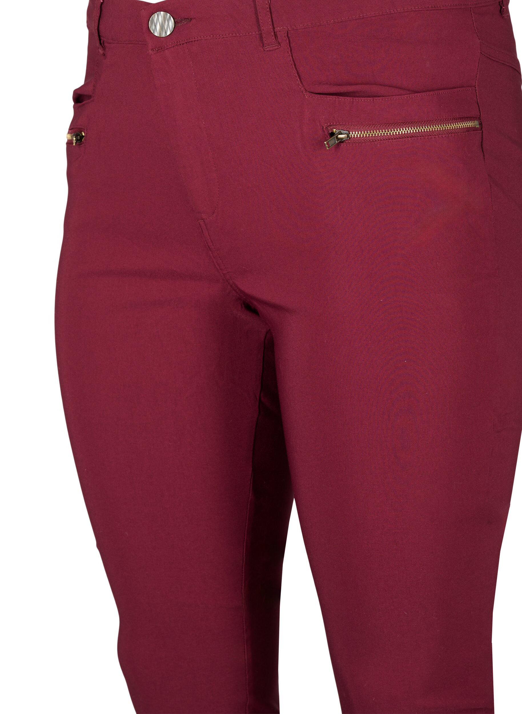 Zizzifashion Close-fitting trousers with zipper details, Red, Packshot image number 2