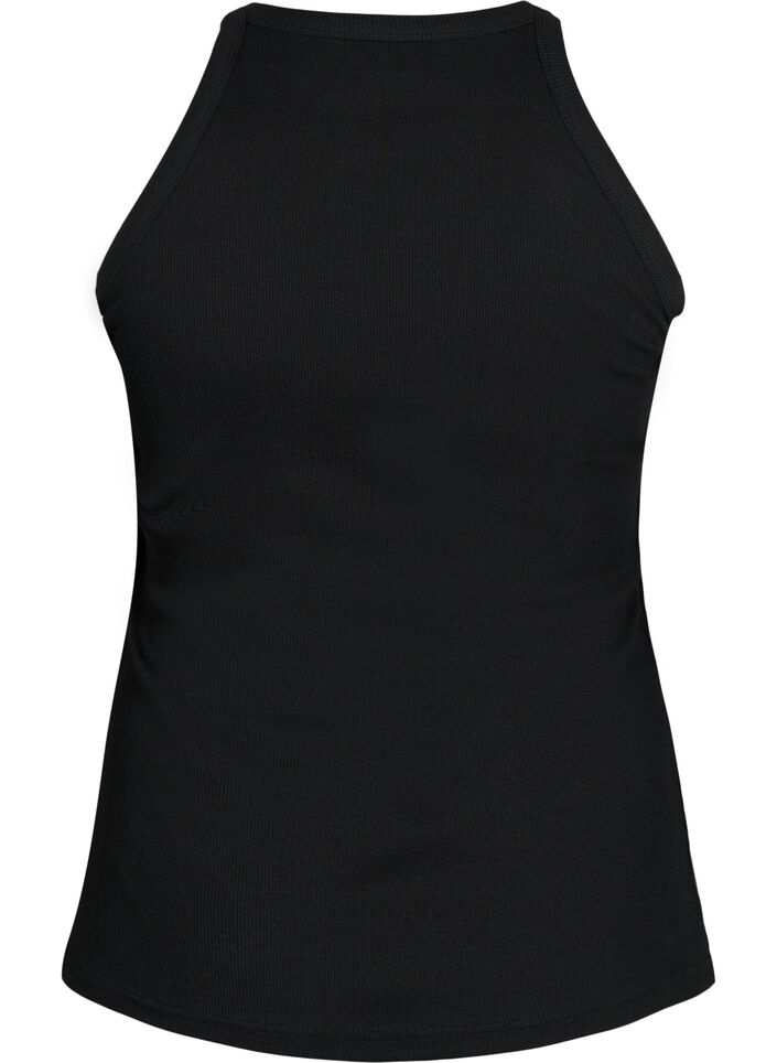 Ribbed cotton tank top, Black, Packshot image number 1