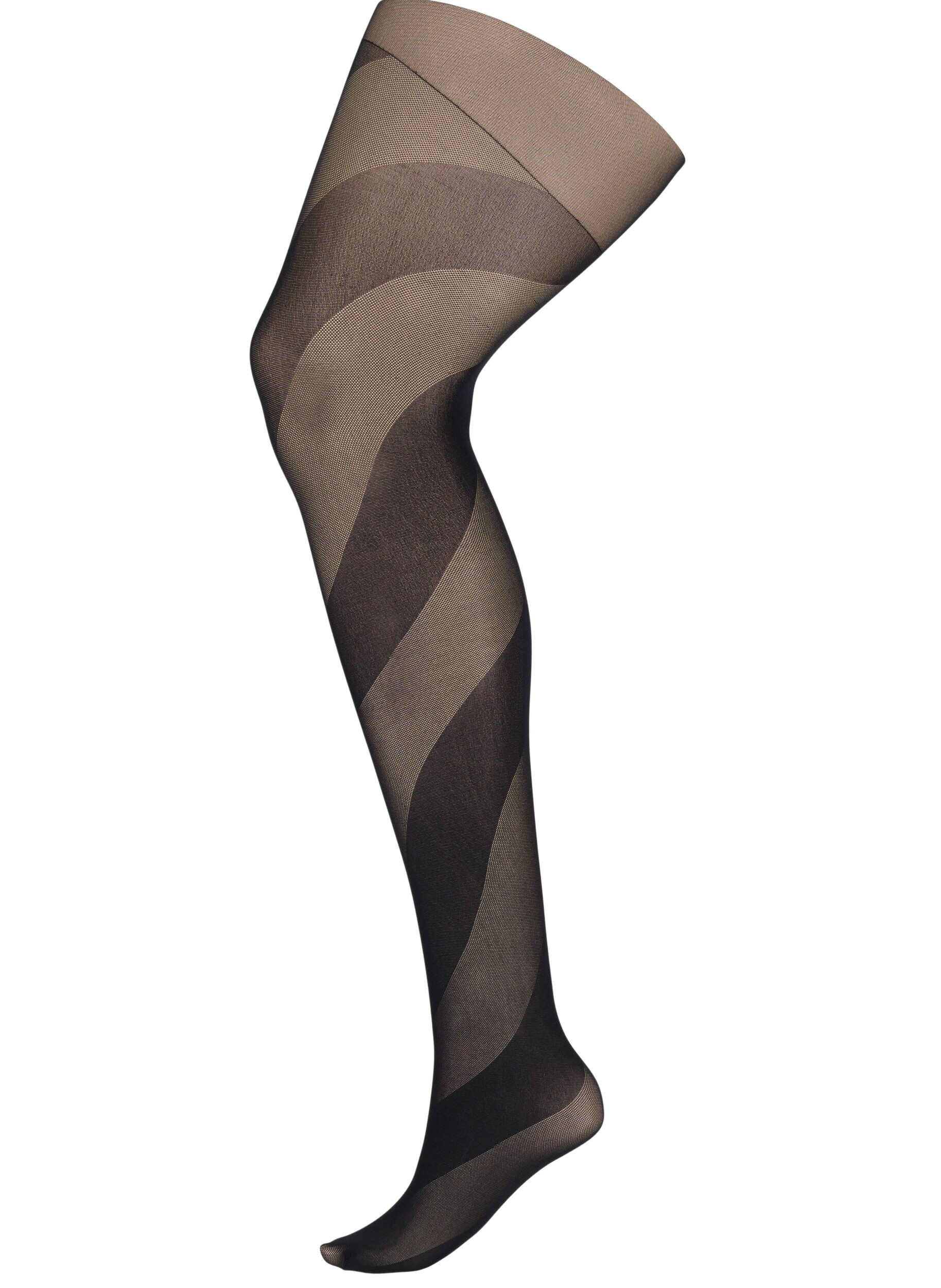 Zizzifashion Tights in 50 denier with stripes, Black, Packshot image number 0