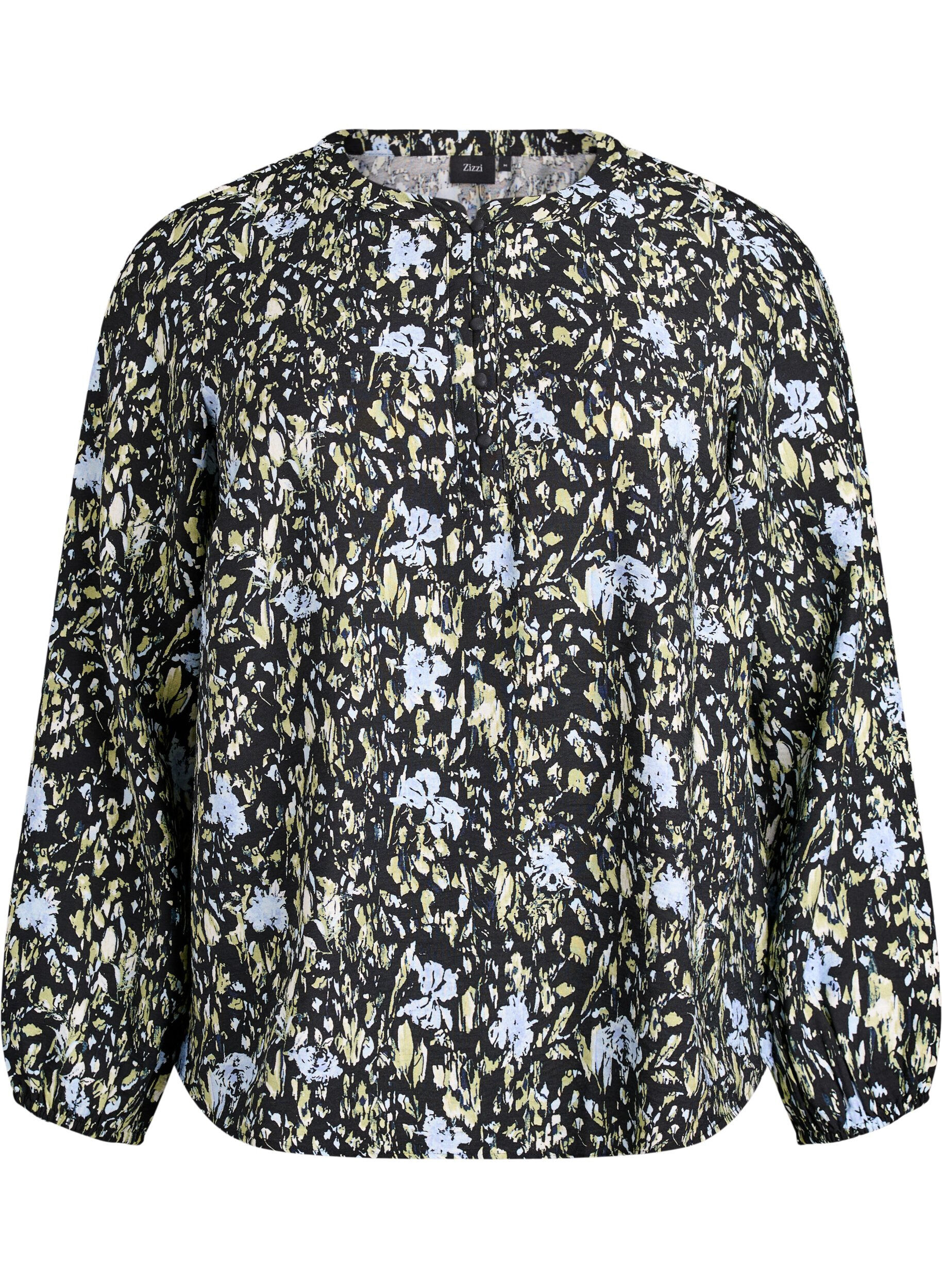 Long-sleeved blouse with pattern and buttons