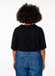 Jersey blouse with collar and short sleeves, Black, Model image number 2